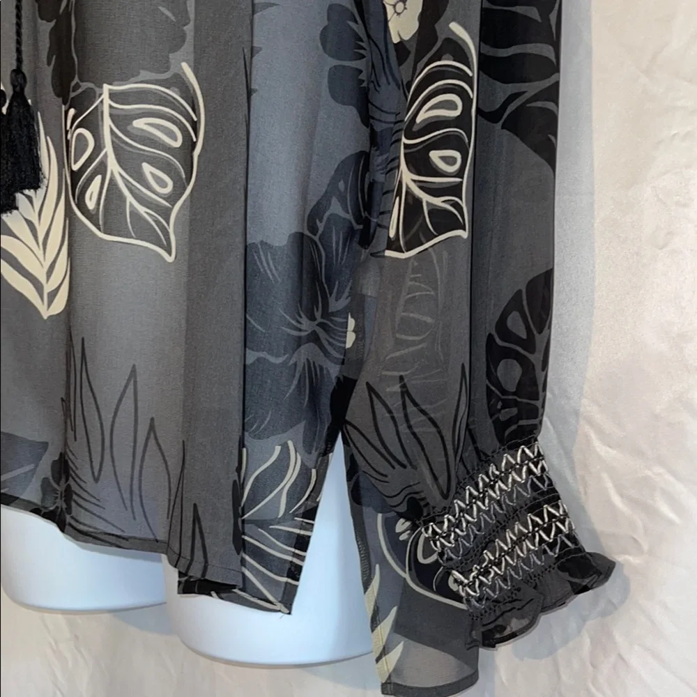 CAbi Aloha Black Long Sleeve Sheer Ruffled Blouse - Picture 8 of 16